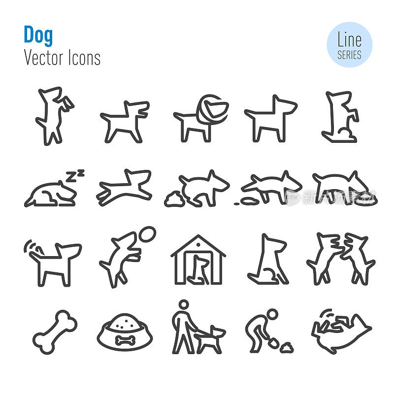 Dog Icons - Vector Line Series